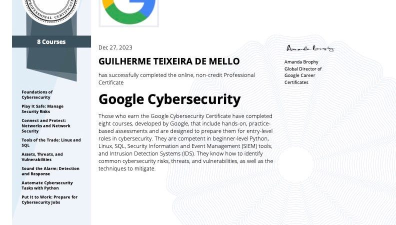 Google Cyber Security Certificate